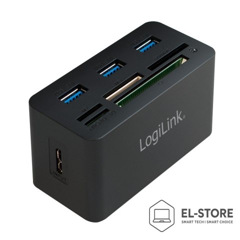 LogiLink LogiLink CR0042 stacja dokująca Przewodowa USB 3.2 Gen 1 (3.1 Gen 1) Type-A Czarny