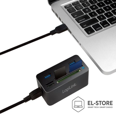 LogiLink LogiLink CR0042 stacja dokująca Przewodowa USB 3.2 Gen 1 (3.1 Gen 1) Type-A Czarny