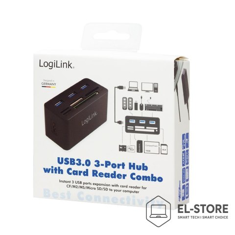 LogiLink LogiLink CR0042 stacja dokująca Przewodowa USB 3.2 Gen 1 (3.1 Gen 1) Type-A Czarny