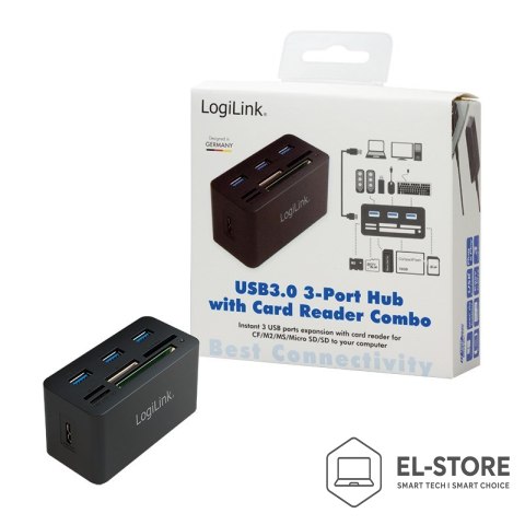 LogiLink LogiLink CR0042 stacja dokująca Przewodowa USB 3.2 Gen 1 (3.1 Gen 1) Type-A Czarny