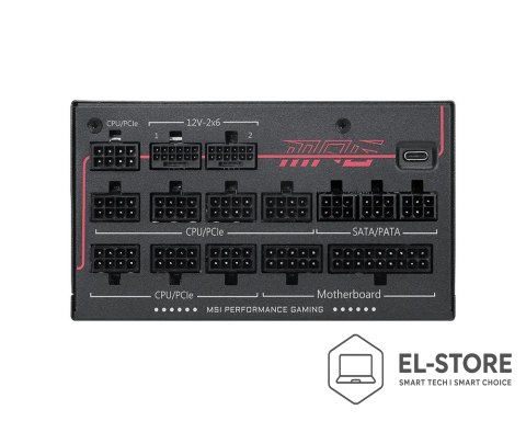 MSI MSI MPG Ai1300TS PCIE5 moduł zasilaczy 1300 W 24-pin ATX ATX Czarny