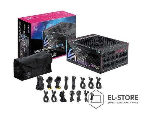 MSI MSI MPG Ai1300TS PCIE5 moduł zasilaczy 1300 W 24-pin ATX ATX Czarny