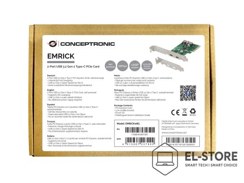 No name CONCEPTRONIC 4xPCIe3.0 Card 2xUSB-C3.2 Gen2/selfpower 10Gbps