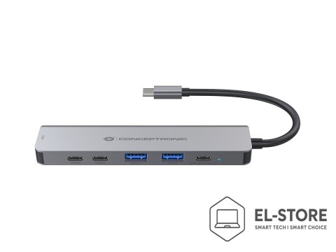 No name CONCEPTRONIC 6-1 Dock USB-C->HDMI/2xUSB-A/2xUSB-C/+ 25cm gr