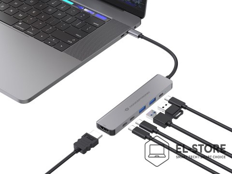 No name CONCEPTRONIC 6-1 Dock USB-C->HDMI/2xUSB-A/2xUSB-C/+ 25cm gr
