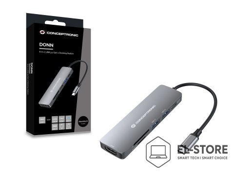 No name CONCEPTRONIC 6-1 Dock USB-C->HDMI/2xUSB-A/SD/TF/+ 15cm gr