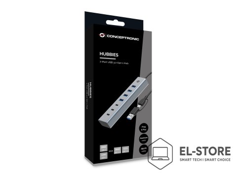 No name CONCEPTRONIC 7-Port Hub USB-A3.0/-C Adap.->4xA3.0+o.Netz. gr