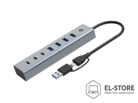 No name CONCEPTRONIC 7-Port Hub USB-A3.0/-C Adap.->4xA3.0+o.Netz. gr