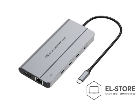 No name Conceptronic DONN34G stacja dokująca Przewodowa USB 3.2 Gen 2 (3.1 Gen 2) Type-C Szary