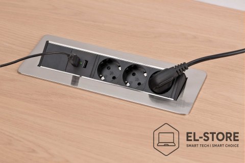 No name Listwa zasilająca na biurko Indesk Power 3x 2xUSB