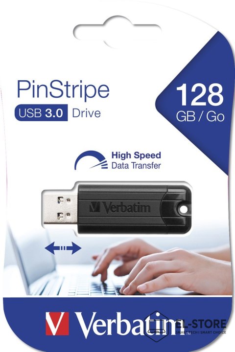 Verbatim Verbatim PinStripe pamięć USB 128 GB USB Typu-A 3.2 Gen 1 (3.1 Gen 1) Czarny