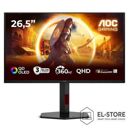 AOC AOC G4 Q27G4SDR monitor komputerowy 67,3 cm (26.5") 2560 x 1440 px Quad HD QD-OLED Czarny, Czerwony