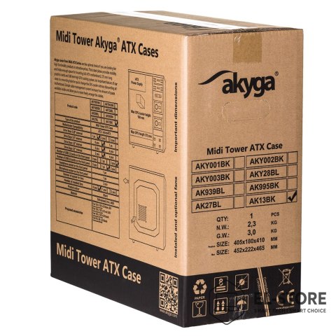 Akyga Akyga AK13BK zabezpieczenia & uchwyty komputerów Micro Tower Czarny