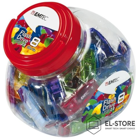 EMTEC Emtec C410 Color Mix - Candy Jar 2.0 pamięć USB 8 GB USB Typu-A Niebieski, Zielony, Fioletowy, Czerwony, Żółty