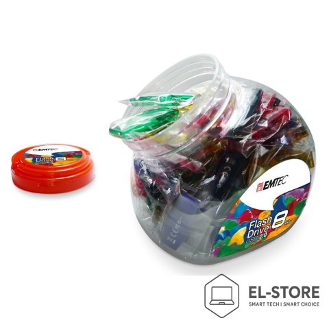 EMTEC Emtec C410 Color Mix - Candy Jar 2.0 pamięć USB 8 GB USB Typu-A Niebieski, Zielony, Fioletowy, Czerwony, Żółty