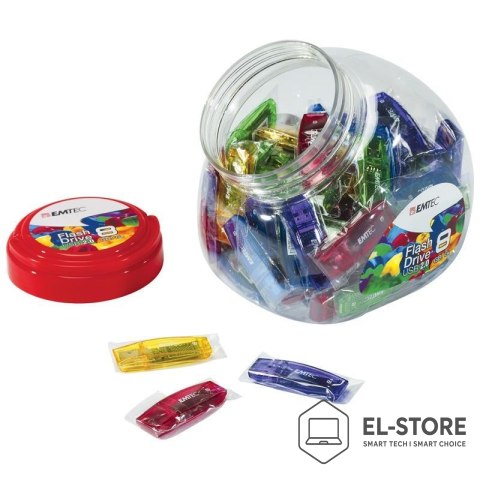 EMTEC Emtec C410 Color Mix - Candy Jar 2.0 pamięć USB 8 GB USB Typu-A Niebieski, Zielony, Fioletowy, Czerwony, Żółty