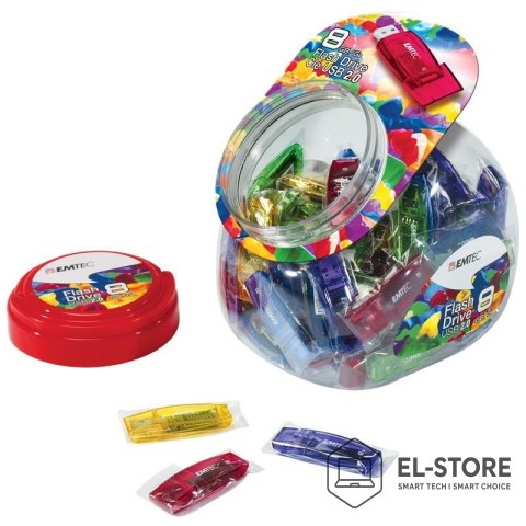 EMTEC Emtec C410 Color Mix - Candy Jar 2.0 pamięć USB 8 GB USB Typu-A Niebieski, Zielony, Fioletowy, Czerwony, Żółty