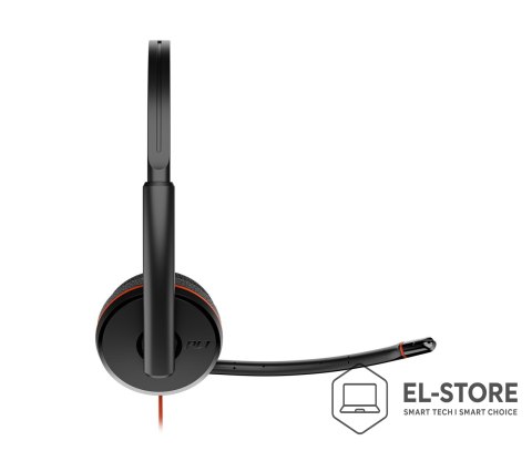 POLY Poly Blackwire 3220 Stereo USB-C Headset +USB-C/A Adapter