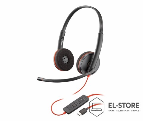 POLY Poly Blackwire 3220 Stereo USB-C Headset +USB-C/A Adapter