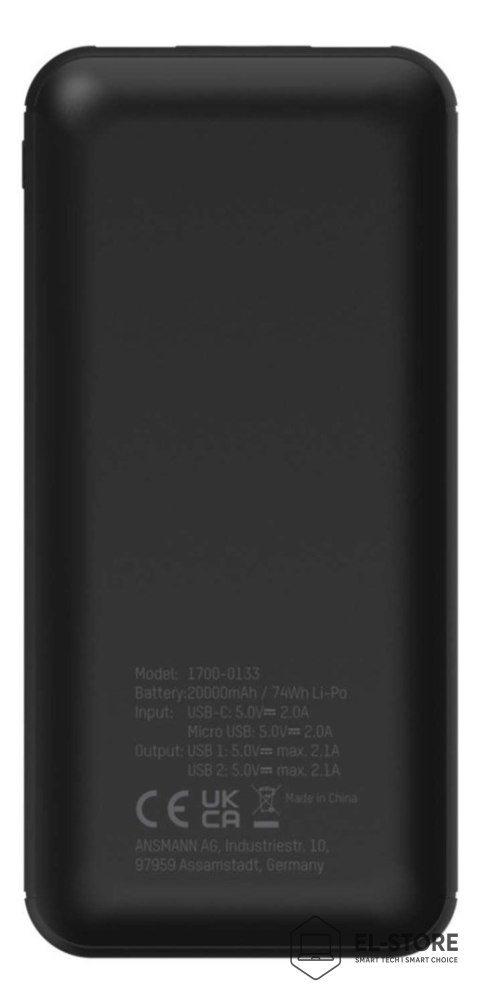 ANSMANN Ansmann PB212 Litowo-polimerowy (LiPo) 20000 mAh Czarny