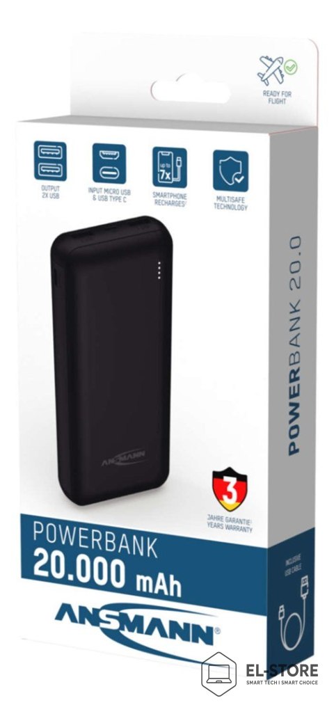 ANSMANN Ansmann PB212 Litowo-polimerowy (LiPo) 20000 mAh Czarny