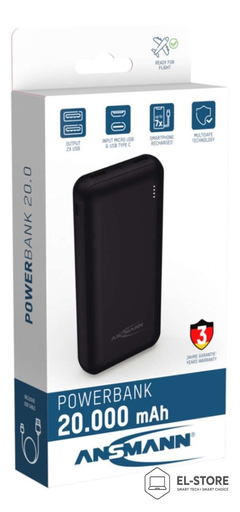 ANSMANN Ansmann PB212 Litowo-polimerowy (LiPo) 20000 mAh Czarny