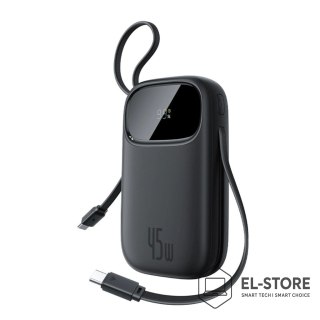 Baseus Powerbank Baseus EnerFill FC31 QPow3 20000mAh 45W z wyświetlaczem cyfrowym z 2 wbudowanymi kablami USB-C - czarny