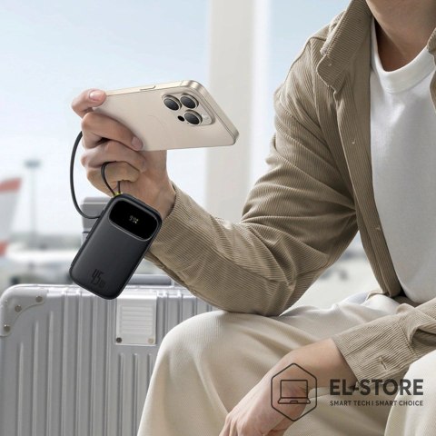 Baseus Powerbank Baseus EnerFill FC31 QPow3 20000mAh 45W z wyświetlaczem cyfrowym z 2 wbudowanymi kablami USB-C - czarny