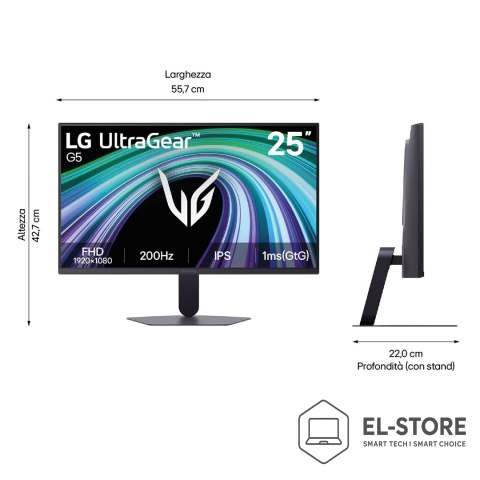 LG MONITOR LG LED 25" 25G523B-B UltraGear G5 FHD 200Hz