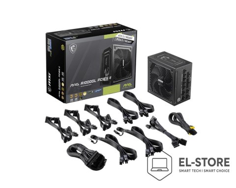 MSI MSI MAG A1000GL PCIE5 II moduł zasilaczy 1000 W 24-pin ATX ATX Czarny