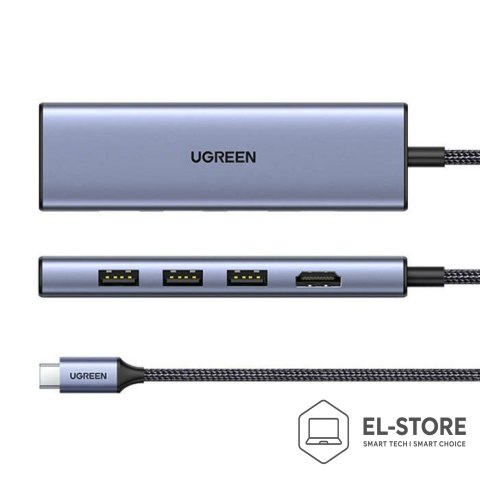 UGREEN Ugreen Adapter HUB CM511 USB-C do HDMI, 3x USB-A 3.0, SD/TF