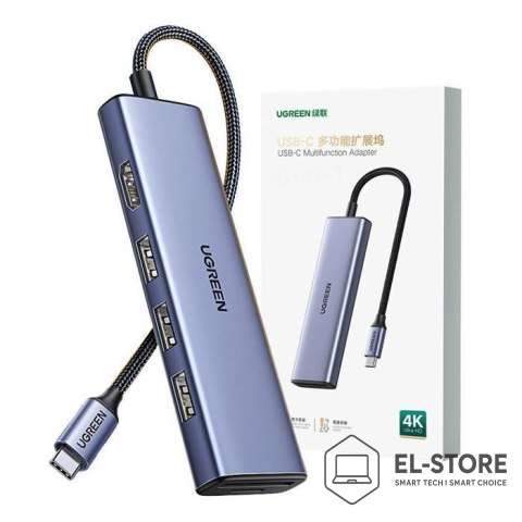 UGREEN Ugreen Adapter HUB CM511 USB-C do HDMI, 3x USB-A 3.0, SD/TF