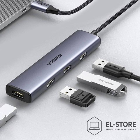 UGREEN Ugreen rozdzielacz HUB USB Typ C - 4x USB 3.2 Gen 1 srebrny