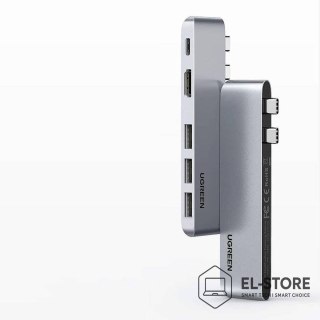 UGREEN Ugreen wielofunkcyjny HUB 2x USB Typ C na USB Typ C PD (Thunderbolt 3, 100W, 4K@60 Hz, 10 Gbps) / HDMI 4K@30 Hz / 3x USB 3.0 do 