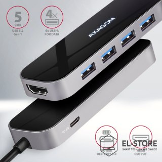 AXAGON Axagon HMC-6H4A stacja dokująca Przewodowa USB 3.2 Gen 1 (3.1 Gen 1) Type-C Czarny, Szary