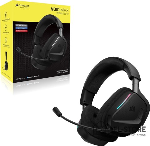 Corsair Corsair VOID v2 MAX WIRELESS Zestaw słuchawkowy Bezprzewodowy Opaska na głowę Gaming Bluetooth Czarny
