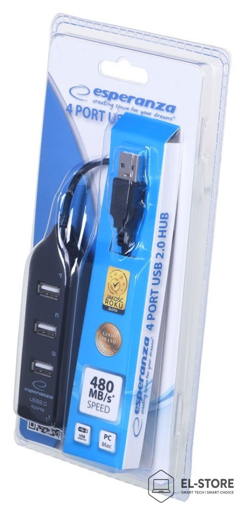 Esperanza Hub Esperanza EA116 (4x USB 2.0; kolor czarny)