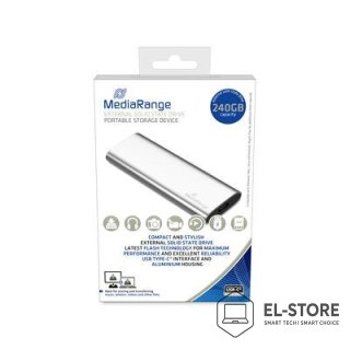 No name MediaRange MR1101 Zewnętrzny dysk SSD 240 GB USB Type-C 3.2 Gen 2 (3.1 Gen 2) Srebrny