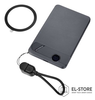 No name TROIKA POP50 5000 mAh Bezprzewodowe ładowanie Szary, Czarny
