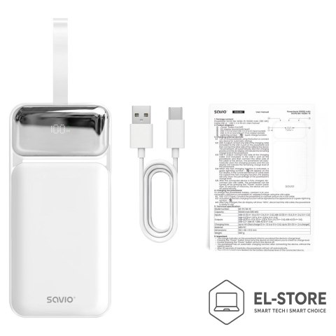 SAVIO Savio BA-15 bank mocy Litowo-polimerowy (LiPo) 50000 mAh Biały
