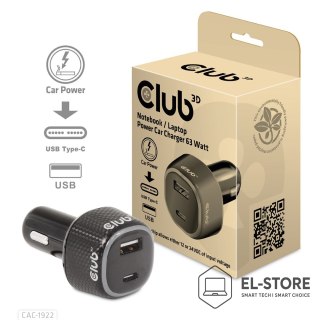 Club 3D CLUB3D CAC-1922 ładowarka do urządzeń przenośnych Laptop Czarny Zapalniczka Automatyczna