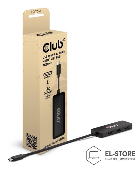Club 3D Club3D MST-Hub USB 3.2 Typ C > 3x HDMI 4K60Hz St/Bu retail