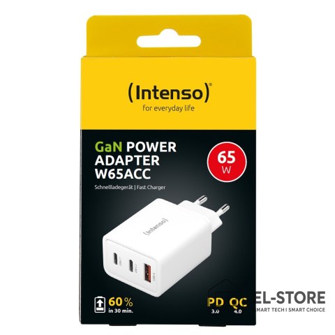 INTENSO Intenso POWER ADAPTER 1XUSB-A/2XUSB-C/7806512 Uniwersalne Biały Prąd przemienny Szybkie ładowanie Wewnętrzna