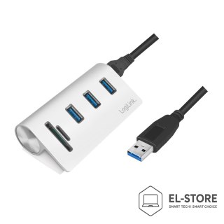 LogiLink LogiLink CR0045 huby i koncentratory USB 3.2 Gen 1 (3.1 Gen 1) Type-A 5000 Mbit/s Srebrny