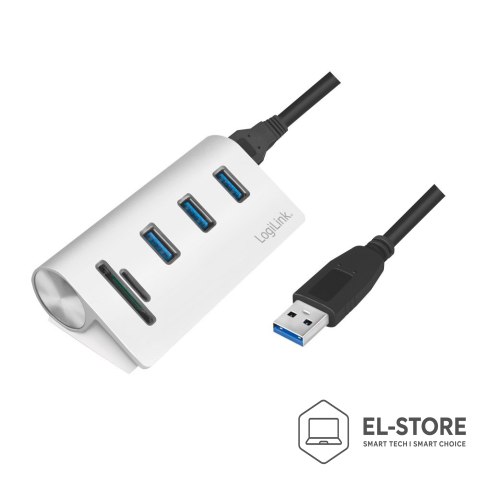 LogiLink LogiLink CR0045 huby i koncentratory USB 3.2 Gen 1 (3.1 Gen 1) Type-A 5000 Mbit/s Srebrny