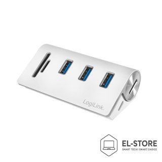 LogiLink LogiLink CR0045 huby i koncentratory USB 3.2 Gen 1 (3.1 Gen 1) Type-A 5000 Mbit/s Srebrny