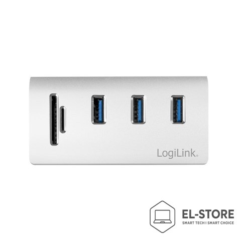 LogiLink LogiLink CR0045 huby i koncentratory USB 3.2 Gen 1 (3.1 Gen 1) Type-A 5000 Mbit/s Srebrny