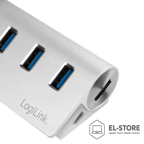 LogiLink LogiLink CR0045 huby i koncentratory USB 3.2 Gen 1 (3.1 Gen 1) Type-A 5000 Mbit/s Srebrny