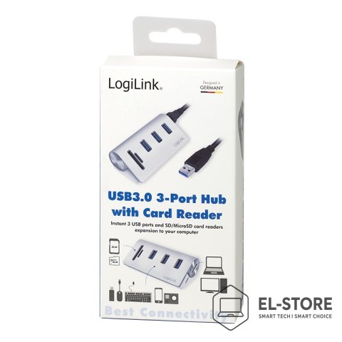 LogiLink LogiLink CR0045 huby i koncentratory USB 3.2 Gen 1 (3.1 Gen 1) Type-A 5000 Mbit/s Srebrny