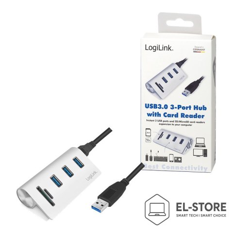 LogiLink LogiLink CR0045 huby i koncentratory USB 3.2 Gen 1 (3.1 Gen 1) Type-A 5000 Mbit/s Srebrny